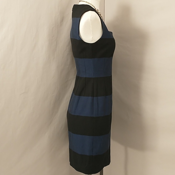 Rugby Stripe Sheath Midi Dress Quality Blue Black - Picture 3 of 10